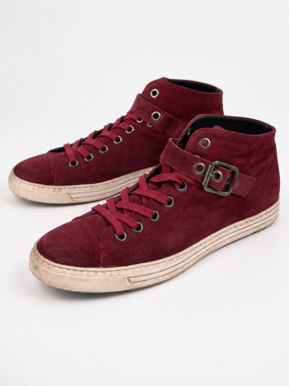 Paul Green Suede Hi Top Lace Up Velcro Buckle Burgundy Red Size 7.5
